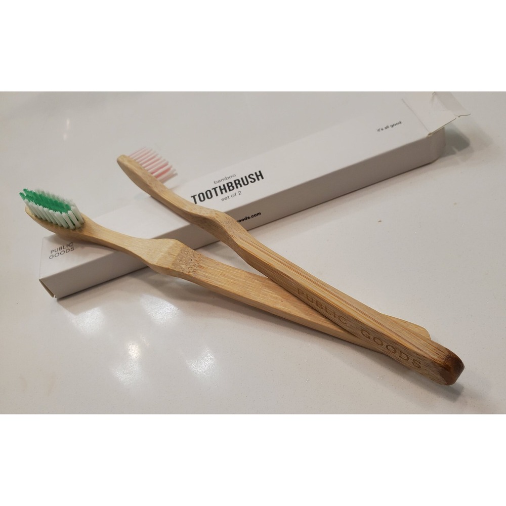 Public Goods‎ Bamboo Toothbrush Set of 2 Biodegradable Eco Friendly / #M7137